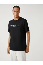 Koton Basic T-Shirt with Slogan Printed Crew Neck Short Sleeves
