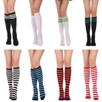 Women's Knee High Socks Streewear Harajuku Cheerleaders Black White Three-Line Striped Letter Fashion Dress Sock
