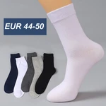 2022 Autumn Men's Plus Size Business Socks Solid Color Classic Casual Breathable Comfortable Cotton Medium Tube Socks EU 44-50