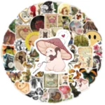50Pcs Aesthetic Retro Flora and Fauna Stickers for Water Bottle Diary Phone Waterproof Decals Sticker Packs Kid Toys