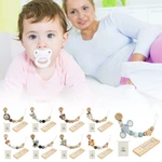 Cartoon Animal Teething Toys Beech Wood With Storage Bag Pacifier Holder Baby Pacifier Clips Soother Chain Dummy Holder