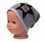 Dětská čepice bavlna, Baby Star, Baby Nellys, šedá, vel. 80-86 (12-18m)