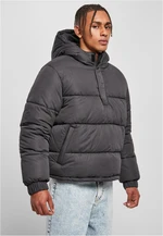 Cropped Pull Over Black Hooded Jacket