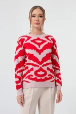 Lafaba Women's Red Zebra Jacquard Knitwear Sweater