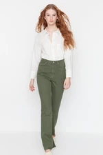 Trendyol Khaki Slit High Waist Slim Flare Jeans Pants