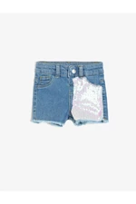 Koton Baby Girl Blue Girl Sequin Szczegółowe jeansowe spodenki