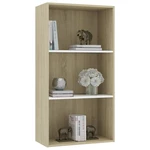 3-Tier Book Cabinet White and Sonoma Oak 23.6"x11.8"x44.9" Chipboard
