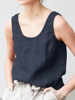 Solid Sleeveless U-neck Casual Tank Top For Women