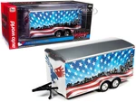 Four Wheel Enclosed Car Trailer Patriotic "Brave and Bold" with Graphics for 1/18 Scale Model Cars by Auto World