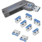 LogiLink zámok portu USB USB PORT LOCK, 1 KEY + 8 LOCKS sada 8 ks strieborná, modrá  vr. 1 kľúče AU0045