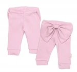 Baby Nellys Kojenecké žebrované legíny s mašlí - pudrové, vel. 68 (3-6m)
