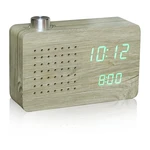 Svetlohnedý budík so zeleným LED displejom a rádiom Gingko Radio Click Clock Svetlohnedý budík so zeleným LED displejom a rádiom Gingko Radio Click Clock