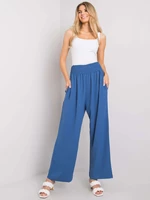 RUE PARIS Dark blue fabric trousers with high waist