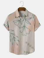 Men Floral Print Vacation Soft Comfy Breathable All Matched Shirts
