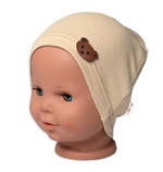 Baby Nellys Žebrovaná čepice Medvídek - béžová, vel. 80-86 (12-18m)