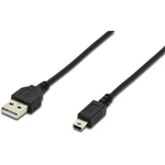Digitus #####USB-Kabel USB 2.0 #####USB-A Stecker, #####USB-Mini-B Stecker 1.80 m čierna guľatý, dvojžilový tienený