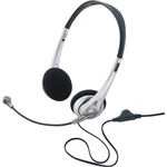 Basetech TW-218 headset k PC jack 3,5 mm káblový na ušiach čierna, strieborná