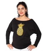 Be MaaMaa Těhotenská mikina, triko Ananas - černé, vel. XS, vel. XS (32-34) Be MaaMaa Těhotenská mikina, triko Ananas - černé, vel. XS, vel. XS (32-34)