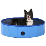 [EU Direct] 80x20 cm vidaXL 170825 Foldable Dog Swimming Pool Blue PVC Foldable Bathing Bathtub Cooling Mat