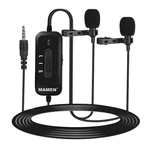 MAMEN KM-D2 Pro Wired microphone Clip-on Lavalier microphone Noise Reduction Omni-directional Dual Mics for Smart Phone