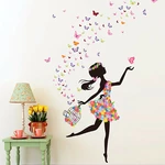 DIY Wall Stickers Flower Elf Dance Girl Butterfly Wallpaper Wall Decal Home Office Living Room Childrens Bedroom Wall De