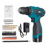 16.8V Cordless Electric Drill Driver 23+1 Torque Multifuntional Screwdriver Power Tool W/ Battery & Drill Bits Set