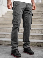 Szare spodnie bojówki męskie z paskiem Denley CT8902