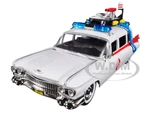 1959 Cadillac Ambulance Ecto-1 White "Ghostbusters" Movie "Hollywood Rides" Series 1/24 Diecast Model Car by Jada