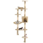 [EU Direct] vidaXL 170589 Cat Tree with Sisal Scratching Posts Wall Mounted 194 cm Pet Supplies Cat Puppy Playing