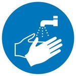 Příkazová tabulka Umyjte si ruce, Hygiena a vzdálenost samolepicí fólie (Ø) 50 mm ISO 7010 6 ks