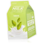 A’pieu One-Pack Milk Mask Green Tea upokojujúca plátienková maska pre mastnú a zmiešanú pleť 21 g