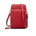 Women Artificial Leather Multi-compartment Crossbody Bag Solid Color Large Capacity Phone Bag Shoulder Messenger Bag