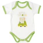MBaby Bavlněné body s krátkým rukávem, Slůně Little Explorer, bílo/zelené, vel. 80 (9-12m)