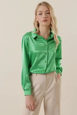 Bigdart 3964 Lightly Flowy Satin Shirt - Dark Green