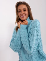 Light blue oversize sweater with cables