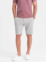 Ombre Men's shorts made of two-tone melange knit fabric - light grey