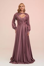 Carmen Lavender Foil Bolero Slit Long Evening Dress