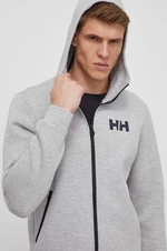 Športová mikina Helly Hansen Hydropower Ocean 2.0 šedá farba, s kapucňou, s potlačou, 34264
