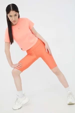 Tréninkové šortky P.E Nation Scoreline dámské, oranžová barva, hladké, high waist