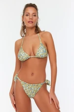 Trendyol Green Crispy Floral Pattern Bikini Bottoms With Tie Detailed