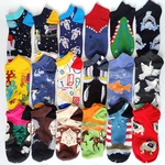 12 Pairs/Pack Cotton Ankle Socks Funny Lovers Fruit Graffiti Plaid Stripe Fashion Summer Avocado Banana Casual Soft Boat Sock