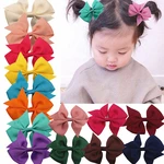 3.2" 10pcs/lot Solid Grosgrain Ribbon Bows Clips Baby Kids Hairpin Girls Bows Boutique Hair Clip Women Headwear Hair Accessories