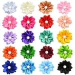 Yundfly 1.6" 120pcs Chic Ribbon Rosette Flowers With Pearl Button Used for Diy Headband Clips Hair Accessories Decorations