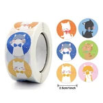 100-500pcs 1inch Kawaii Cat Round Cartoon Animal Thank you sticker Office Stationery Decor Greeting Cards Gift Packing Decor