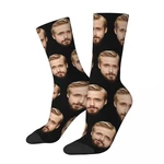 Fashion Ryan Gosling Theme Design Basketball Crew Socks Product All Season Funny Actor Cotton Middle Tube Socks Sweat Absorbing