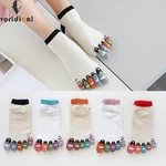 VERIDICAL Cute Ankle Five Finger Socks Woman Cotton Bear Dispensing White Fashion Harajuku Girl No Show Socks With Toes Novelty