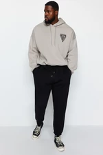 Trendyol Black Plus Size Regular/Regular Fit Comfortable Elastic Leg Fleece Sweatpants