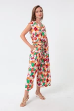Lafaba Women's Orange Floral Print Jumpsuit
