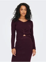 Wine ribbed sweater JDY Liva - Women
