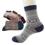 5pairs Men Socks Vintage Striped Totem Winter Warm Teenager Wool Socks Rabbit Wool Thick Thermal Socks Art For Male Meias